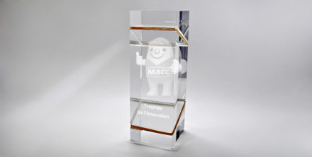 trophée 3d - verre optique - laser