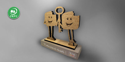 Trophée bois - La mie caline - objet de bureau - chene - slide